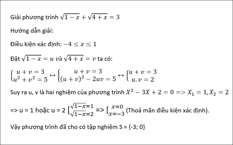 Ứng dụng định lý Viet để giải các phương trình
